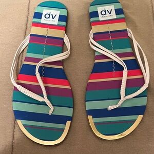 Dolce Vita Multicolor Striped Sandals with Gold Tips